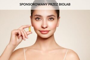 Na zdjęciu kobieta z pigułką