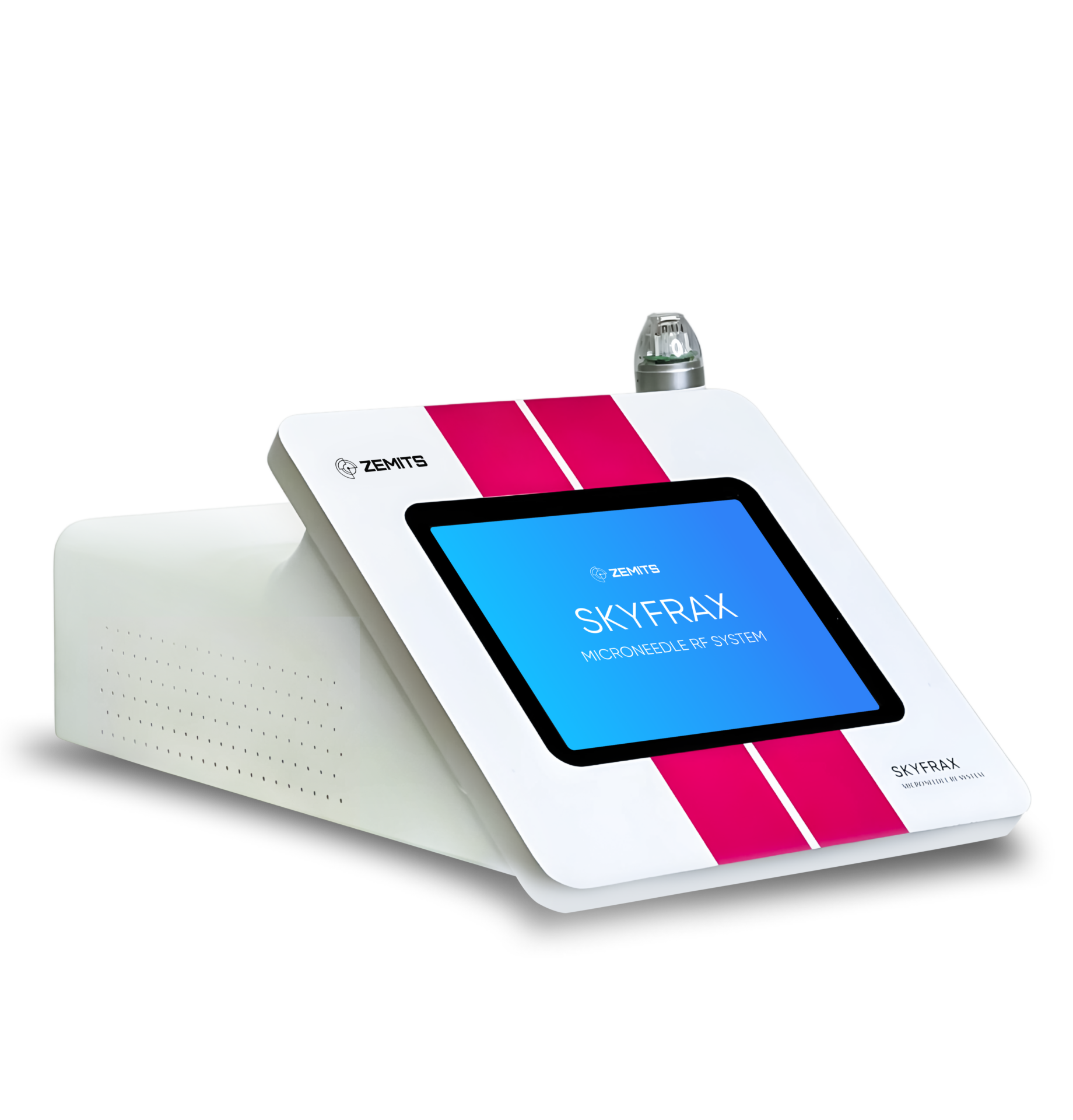 Na zdjęciu innowacyjne urządzenie do frakcyjnego liftingu mikroigłowego RF, które łączy technologię terapii mikroigłowej z działaniem fal radiowych.