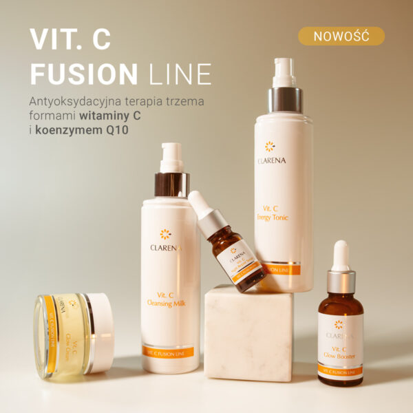 Na grafice VIT. C FUSION LINE – kompleksowa pielęgnacja dla skóry zmęczonej i pozbawionej blasku