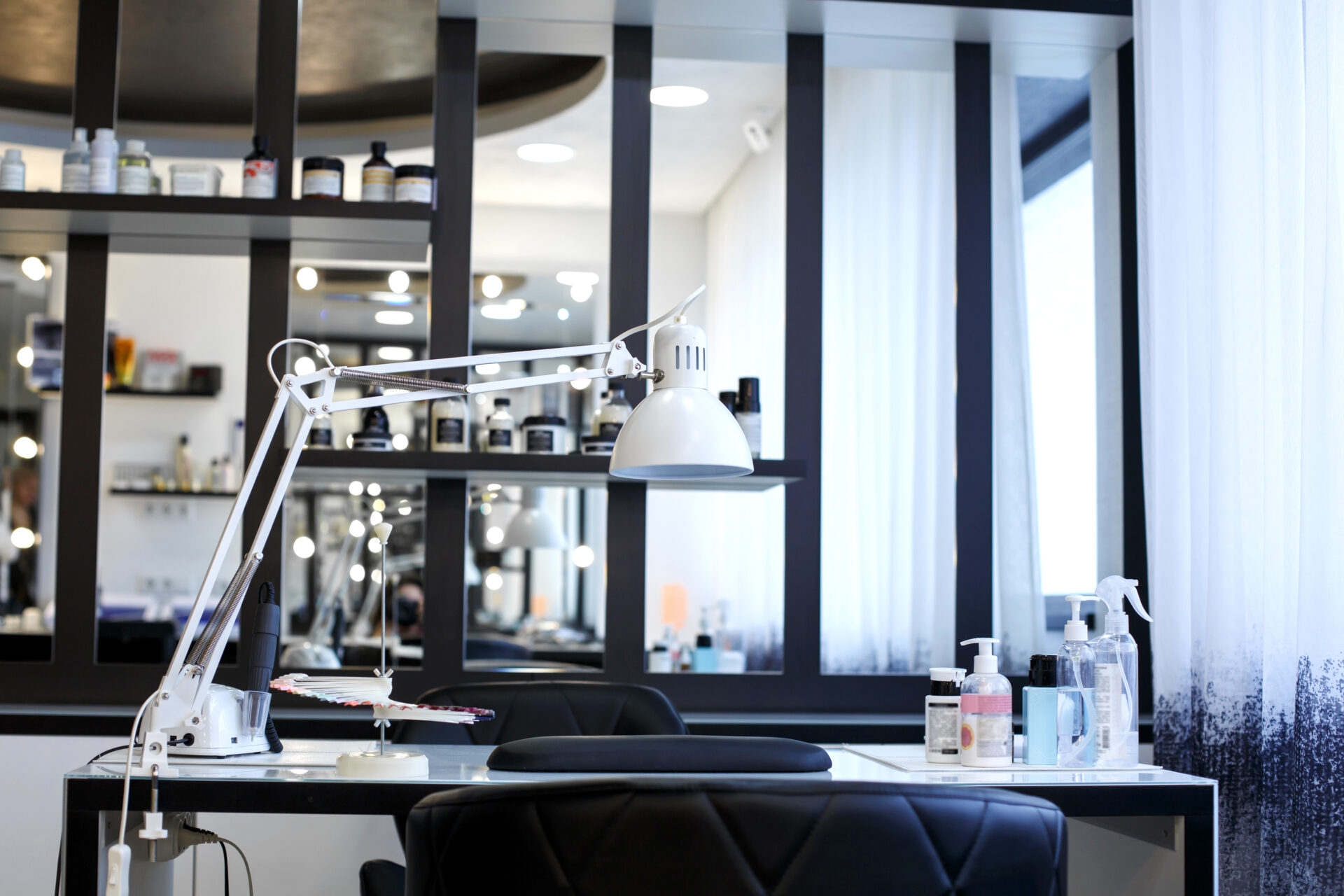 Manicure nail master office desktop. master workplace.